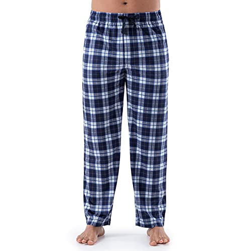 IZOD Men s Silky Fleece Sleep Pant, Navy Off White Plaid, Medium