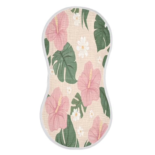 Tropical Flowers Burp Cloths Cotton Baby Washcloths,Large 22x11in Burping Cloth Absorbent and Soft for Newborn Baby Boys and Girls,2 Pack