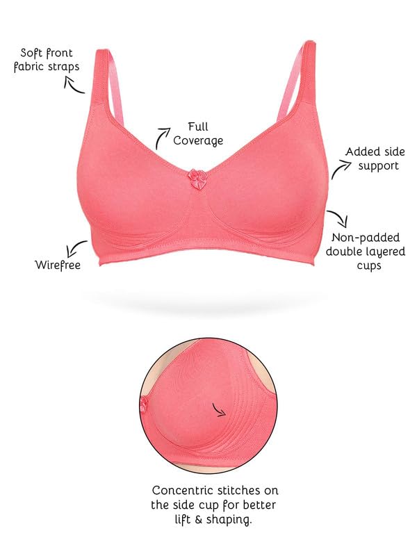Image of Inner Sense Organic Cotton Bamboo Bra for Woman with Concentric Stitches I Full Coverage Bra for Heavy Bust with Side Support I Non Padded Innerwear with Wire-Free Design
