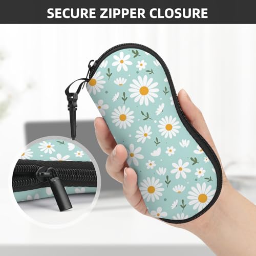 Image of Sunglasses Soft Case, Cute Ultra Light Portable Neoprene Zipper Eyeglass Glasses Case with Belt Clip for Men Women