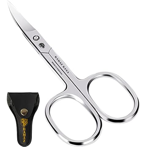 Nail Scissors, Professional Cuticle Scissors, Extra Fine Stainless Steel Sharp Curved Scissors with Leather Case, Toenails Cuticle Scissors for Fingernails Cover