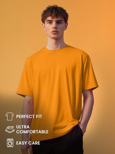 Image of NOBERO 100% Cotton T Shirts for Men Stylish | Regular Fit | Solid T Shirts for Men 180 GSM Combed Cotton | Round Neck Half Sleeve