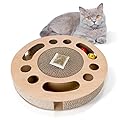 Nobleza Cat Scratcher, Cat Scratching Board with 2 Bell Balls & Catnip, High Density Corrugated Scratcher Cardboard, Durable 3 in 1 Scratchers Pad Bed Toy for Indoor Cats, Size 33 * 33 * 5.5 cm