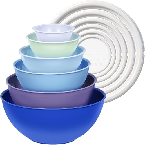Greentainer Salatschüssel Set mit Deckel, 12-teiliges Rührschüssel aus Kunststoff, Stapelbare mixing bowls with lids für Küche… – Ansicht 1