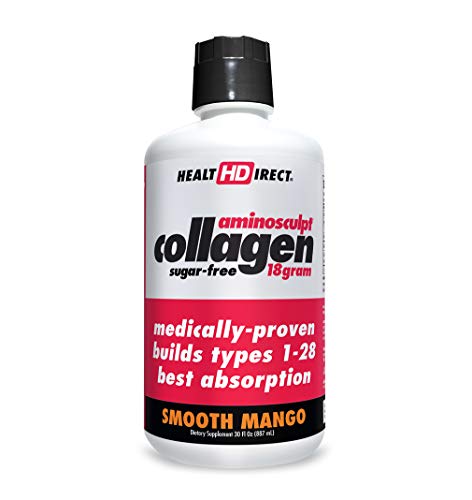 Health Direct s AminoSculpt Sugar-Free Type 1 Liquid Collagen Peptides (Natural Smooth Mango Flavor, 30 Fl Oz, 16,000 mg) Grass-Fed Collagen Protein Hydrolyzed, Made in USA, Non-GMO, Gluten-Free