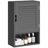 HOMCOM Wandschrank für Badezimmer, Hängeschrank mit verstellbarem Regal und Tür mit gedämpftem Schließmechanismus, Mehrzweckschrank für Badezimmer und Flur, 40 x 20 x 60 cm, schwarz