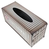 TOYANDONA Funda para Caja de Pañuelos de Hierro Gris Estilo Industrial Vintage, Soporte Decorativo para Sala y Comedor, Organizador Rectangular para Cajas de Pañuelos Gran Capacidad