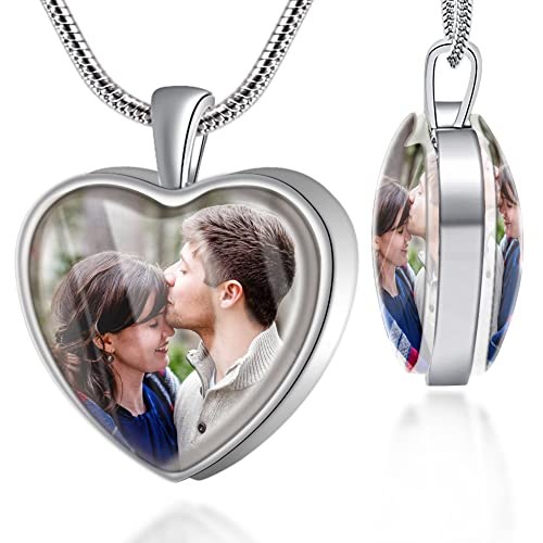 Farfume Personalized Photo Necklace Custom 2 Pictures Jewelry Beautiful Pendant Hold Pictures for Women/Men