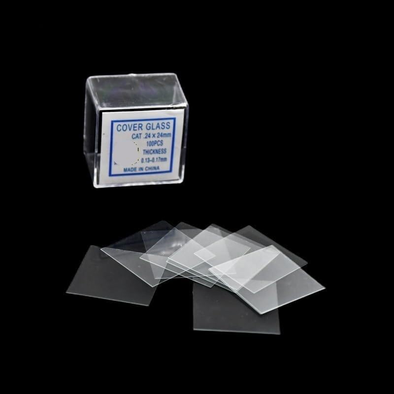 Szklana osłona mikroskopu 24 x 24 mm, grubość 0,13-0,17 mm, 1000 szt. kwadratowych nakładek do użytku laboratoryjnego, idealna do badań naukowych i eksperymentów