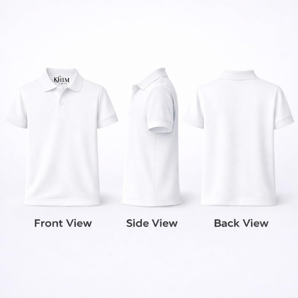 KHIM Unisex Polo Short Sleeve Polycotton Boys Girls School Uniform Plain Half Sleeve Shirts Sports Wear Indoor Outdoor — view 2