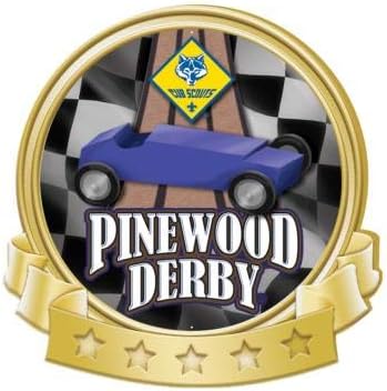 Crown Awards Pinewood Derby Banner Pin, Gold Pinewood Derby Pins