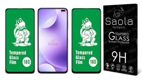 Image of Saola 18D Tempered Glass With Inbuilt AirBag Borders For Redmi K30 (Pack Of 2) with Free Installation Kit. Full screen Coverage - 6.67 inch