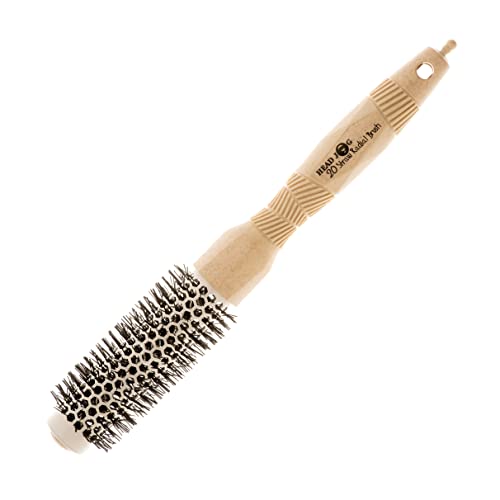 Head Jog 25mm Straw Radial Brush, Ceramic Coated Barrel & Ionic Round Brush for Hair Blow Dry Hair Brush for Volume Curling