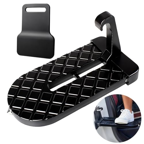 Car Door Step for Car Roof Access Foldable Non-Slip Ascent Latch Pedal Rack with Scratch Proof Rubber Pad for Universal Cars SUVs Trucks Vans(Black)
