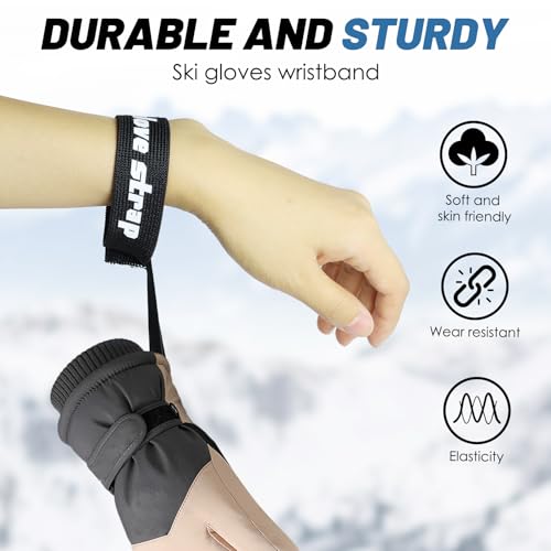 Anrbb 4 Stück Skihandschuhleine, Elastisches Skihandschuh Zubehör, Outdoor Snowboard Handschuh Handschuhleine, Anti-Verlust Handschuhleine für Skifahren (Schwarz)
