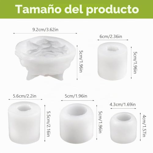Miniatura 2 de 5 Piezas Moldes Para Velas, 3d Moldes De Silicona Para Velas De Flores, Tulipán, Pfingstrose, Para Hacer Vela Perfumada Jabón Chocolates Dulces Cubitos De Hielo, Decoración De Pasteles, Blanco