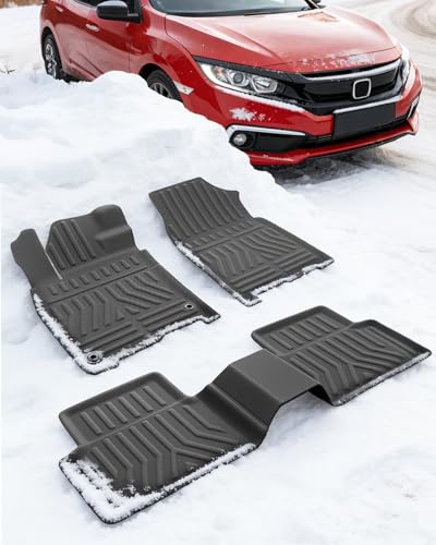 Floor Mat for Honda Civic: Rubber All Weather TPE Liner 10th Gen Car Accessories for 2020 2019 2018 2017 2016 Civic Coupe | 2017-2021 Hatchback | 2016-2021 Civic Sedan Type R | 2019-2021 Insight