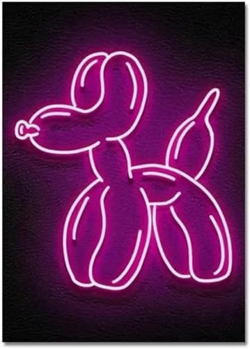 Chien ballon poster néon pour une décoration de salle de bain tendance