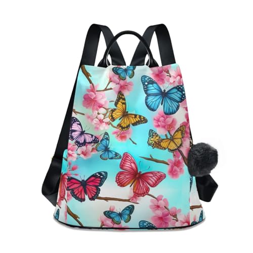 Papillons colorés contre les murs ternes grâce au motif de cerises florales vives