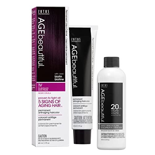 Image of AGE beautiful Permanent Hair Color Cream, 100% Gray Coverage Hair Dye with Biotin Anti-Aging Formula for Fuller, Thicker Hair, Professional Salon Quality