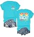 OCURHU Vacay Mode T Shirts for Women Summer Beach Shirt Funny Beach Party Hawaiian Tee Tops Cyan XL