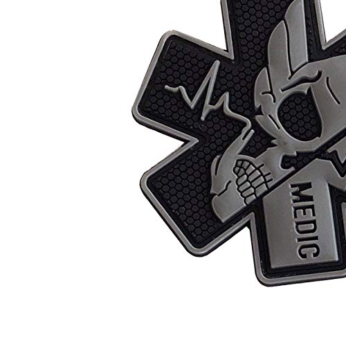 Image of Medic Rubber 3D PVC Patch Medical Paramedic Tactical Morale Badge Patches Hook Fasteners Backing 2.95 x 2.95 Inch Bubble of 2 Pieces