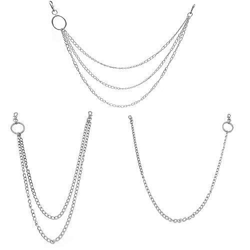 Juland 3 PCS Alloy Wallet Chain Hip Hop Key Chain Biker Trucker Keychain Waist Jeans Chain Motorcyle Punk Pants Trousers Gothic Rock Pocket Chain with Lobster Clasp and Keyring