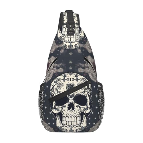 Mochila bandolera con estampado Skull para viaje y senderismo