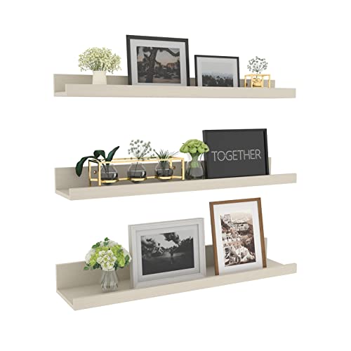 RLAVBL Wandregal Off-weiß 3er Set, 60cm Wandregal Geeignet für Wohnzimmer Schlafzimmer Küche Büro usw
