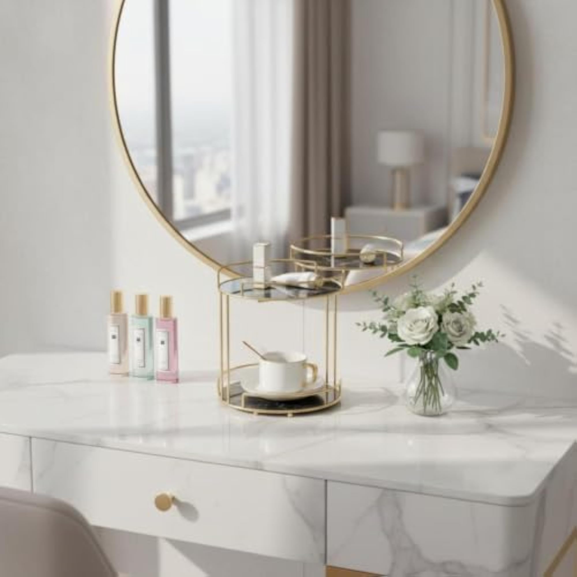 Space-Saving 2-Tier Makeup Organizer