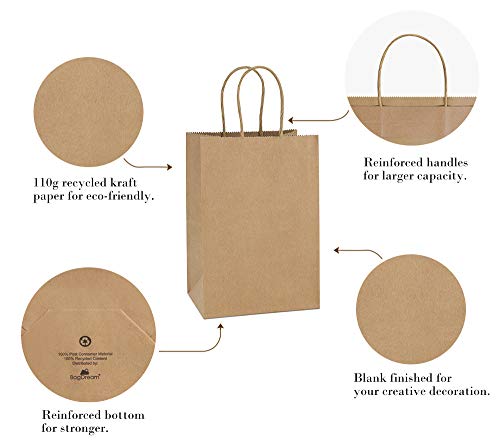 Bagdream BD001 100Pcs 5.25X3X8 Inches Gift Bags Small Paper Bags thumb #4