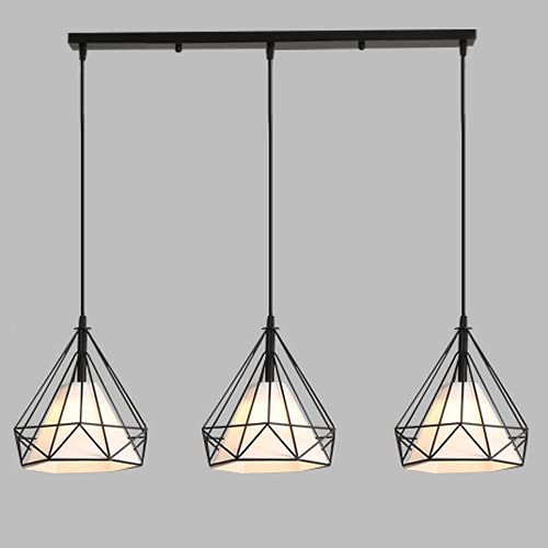Lámpara colgante industrial moderna E27 de hierro negro triple para iluminación de isla de cocina