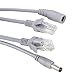 priaolker 16FT/5M Ethernet CCTV Cable, Cat 5 RJ45 + 2.1x5.5mm DC Power Cord, for CCTV Security Camera Surveillance System IP Camera NVR System Grey - (1Pcs)