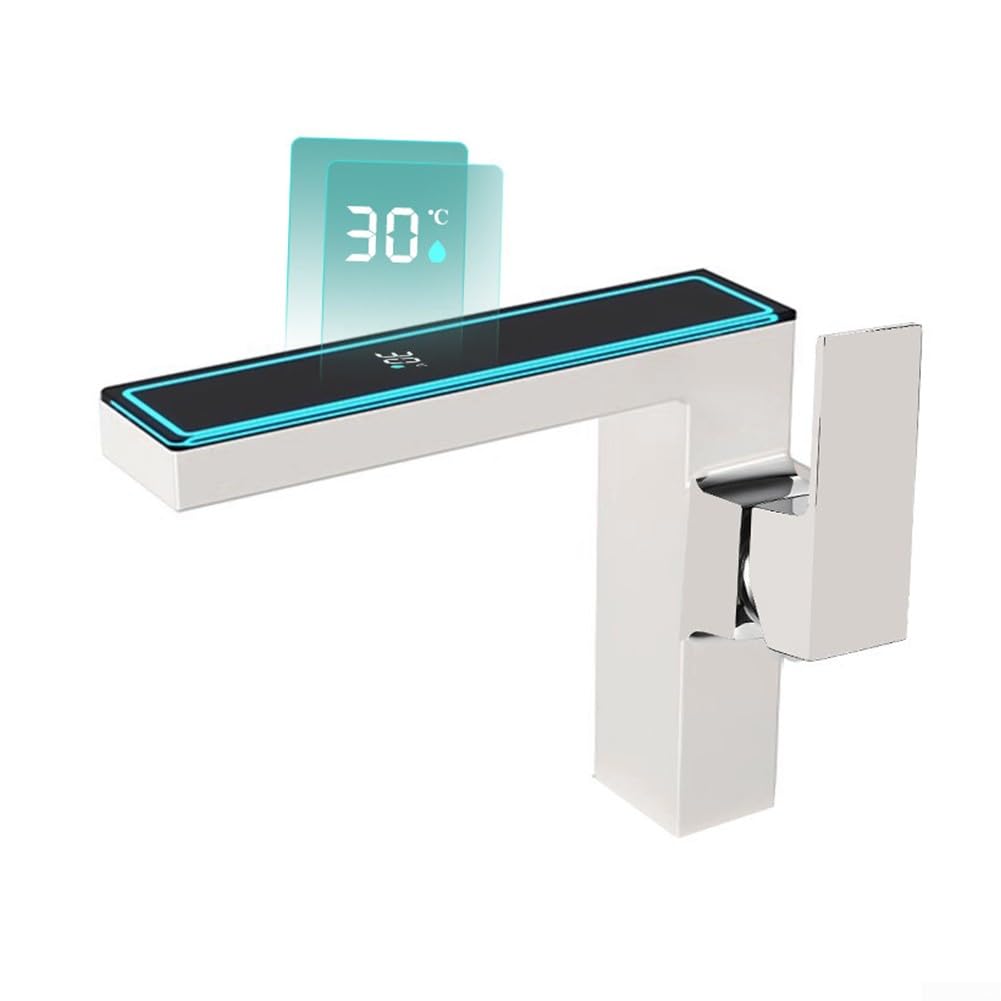 Luz LED de grifo alimentada por agua, iluminación ambiental ecológica para baño con pantalla digital, sensor de flujo de agua de bajo consumo (blanco) para iluminación instantánea
