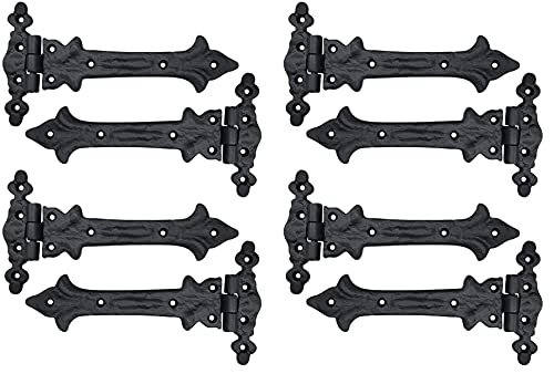 Limited Discount Adonai Hardware "Adonijah" Antique Cast Iron Strap T Hinge (7.9" x 8 Pack, Matte Black) for Barn Doors, Gates, Kitchen Cabinets, Sheds, Wooden Box, Furniture, Cedar Chest and Trunks