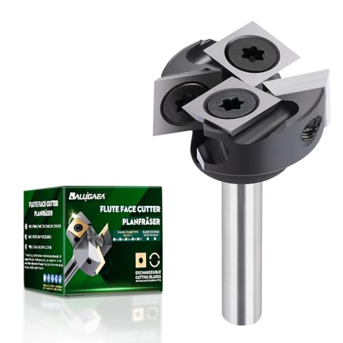 BALUGAEA Planfräser 6mm Schaft mit Schnittdurchmesser 25 4 mm Nutfräser CNC Holzfräser Kantenfräser 4 austauschbaren HM-Wendeplatten 10 x 10 mm Flächenfräser Planfräser für Oberfräse