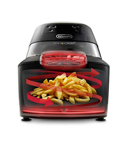 De'Longhi Rapid Crisp Air Fryer, 5-Quart, 1700-Watt XL Cooker, Fries, Crisps, Roasts, Bakes, 5 Preset Functions, Pizza Setting, Up to 20% Faster Cooking, Easy Clean Nonstick, 360&deg; Viewing, Black
