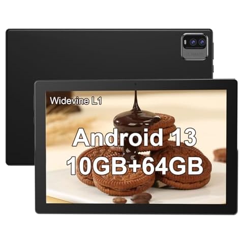 10 inch Tablet Android 13 Tablets, 10GB RAM 64GB ROM 512GB Expandable, Quad-Core Processor Tablet PC, 1280x800 IPS HD Touch Screen, 6000mAh Battery, 2MP+8MP Dual Camera, WiFi 6, Bluetooth, Google GMS Cover