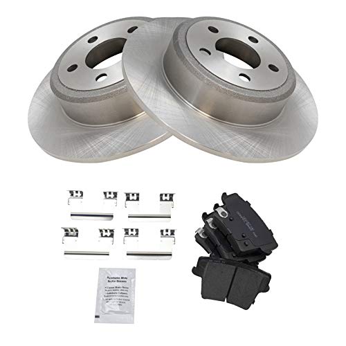 Image of TRQ Rear Ceramic Brake Pad and Rotor Set Solid Rotors | For 12-21 Chrysler 300 V6 3.6L RWD 15-17 Dodge Charger SXT RWD with Solid Rear Rotors
