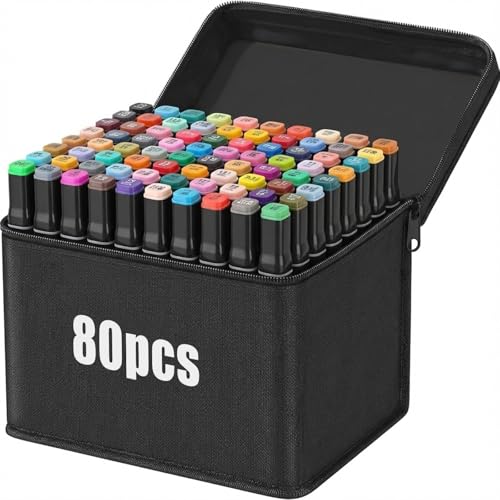 FOFOPE alkohol marker stifte set doppelte bürstenkopf farbige alkohol marker-stift geeignet für künstler studenten Ein schönes Geschenk für Malerliebhaber (80 Farben)