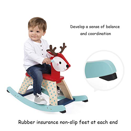 Schaukelpferd QIQIDEDIAN Kinderspielzeug aus Holz Schaukelhirsche Kombination Kleinkind Trojaner 1-3 Jahre alte Männer… – Bild 6