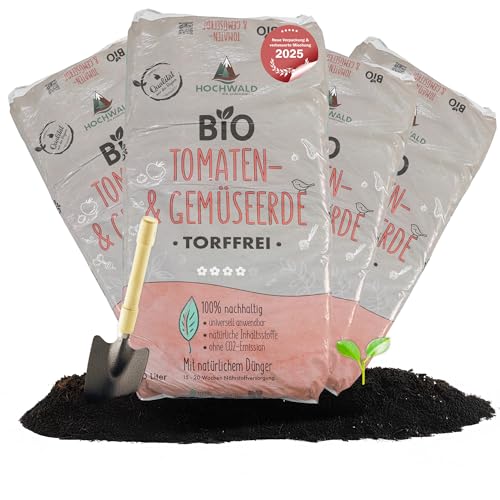 Hochwald - Bio Tomatenerde 80 L torffrei mit nachhaltigem Langzeitdünger - Pflanzerde mit Natur Dünger für Obst & Gemüse - Erde für Gewächshaus - Gemüseerde mit Bodenhilfsstoffen für Grünpflanzen