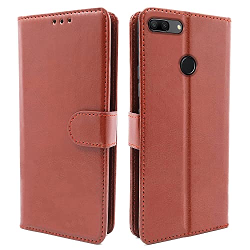 Image of Pikkme Honor 9N Flip Case Leather Finish | Inside TPU with Card Pockets | Wallet Stand and Shock Proof | Magnetic Closing | Complete Protection Flip Cover for Honor 9N (Brown)
