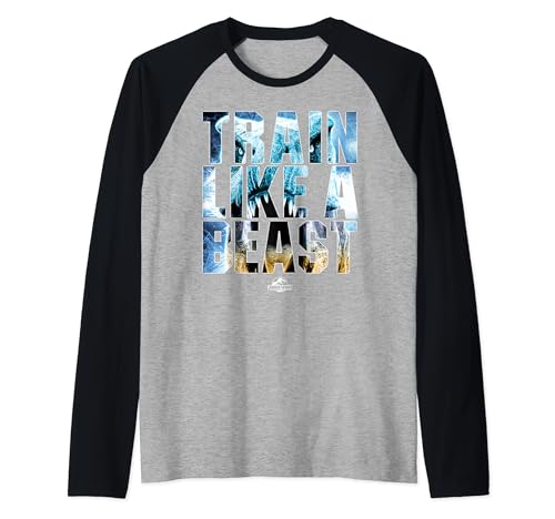 Train Like A Beast T-Rex t-shirt baseball avec manches raglan bicolores ultra douces