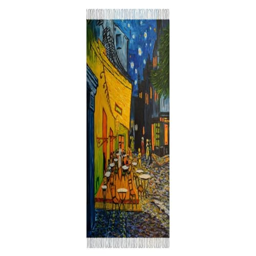 Shawls Tassel Wraps Warm Soft Winter Lightweight Cashmere Long Scarf for Women Gifts Daily Travel Office Van Gogh Painting Print