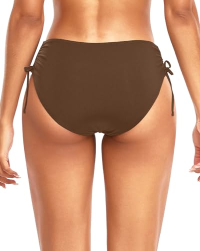 Image of Daci Women Mid Waist Bikini Bottoms - Full Coverage Swim Bathing Suit Bottom Side Tied Swimsuit Bottoms