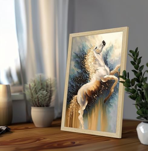 Image of ArtX Paper Modern Art Wall Painting For Living Room, Drawing Room Decoration Big Size, Horses Framed Painting for Wall Decoration, Wall Decor For Bedroom, Multicolor, 12.0 x 18.0 inches, Set Of 3