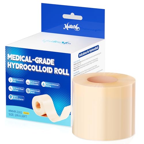 MasterMo Hydrocolloid Roll for Wound Care, 2in x 16ft Medical-Grade Extra Large Hydrocolloid Patch Bandages with Self-Adhesive, Cut-to-Size Ultra Absorbent, Flexible & Waterproof