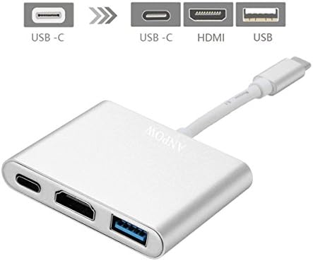 USB C to HDMI Type C USB 3.1 Hub USB-C to USB 3.0/HDMI/Type C Female Charger Adapter, for New Macbook, Dell XPS 13, Google Chromebook Pixel and other Type C devices