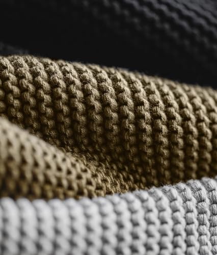 Men's Knit Sweater Heavyweight Crewneck Loose Fit Drop Shoulder Solid Textured Knitted Pullover4